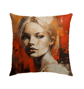 Vibrant outdoor pillow with Psytrance Visions design, showcasing its unique pattern.